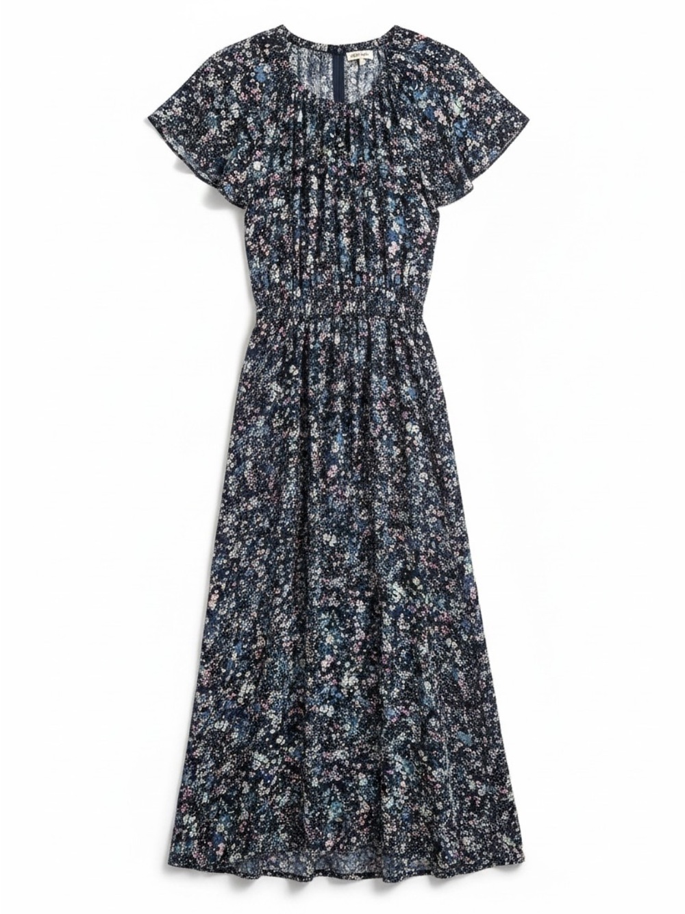Marine Layer Charlotte Midi Dress Women Small Blue Floral NWT Peek-a-boo Back - Picture 4 of 11